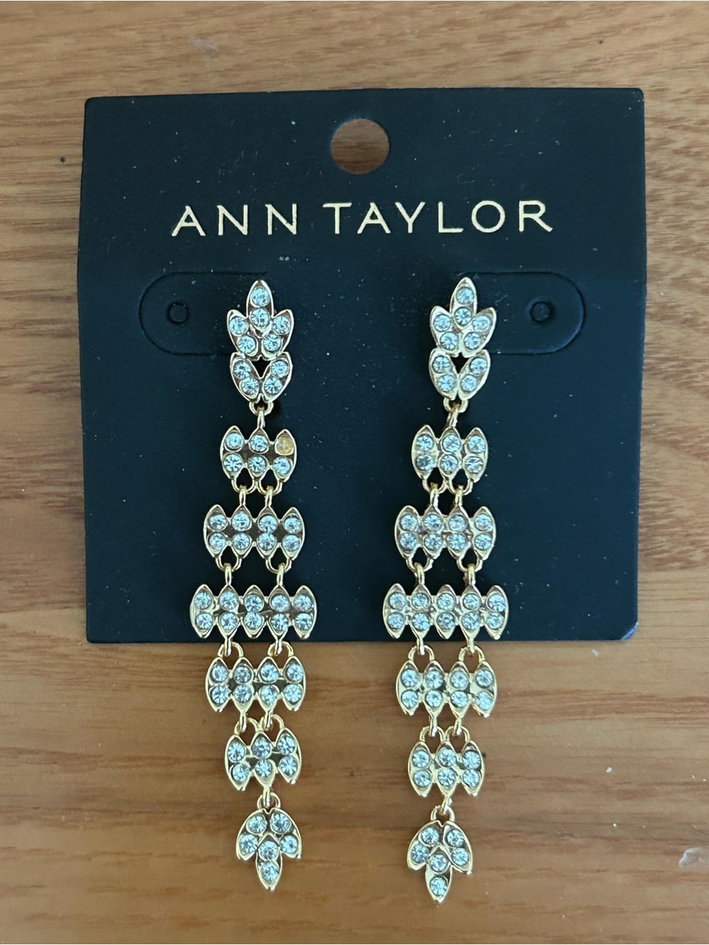 Ann Taylor Gold Crystal Cascade Drop Earrings